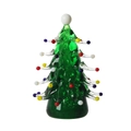 Miniature green glass Christmas tree figurine with colorful decorative round beads - Large Green Christmas Tree (White Ball Top)