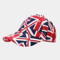 Detail of a kids' baseball cap featuring a Union Jack flag print and durable twill fabric - Union Jack Print Style (18#)