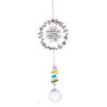 Silver flower wreath crystal suncatcher with colorful beads and engraved thank you pendant - Wreath Thank You Plaque Sun Catcher (180g/45cm)