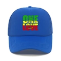 Blue One Love trucker hat with breathable mesh back and colorful graphic print - M (56-58cm) / Royal Blue