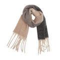 Close-up of thick tassel detail and textured color-block knit on a warm winter scarf - 06# Dark Grey