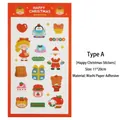 Style A Christmas washi paper stickers with Santa and bear patterns for journaling - Happy Christmas Sticker Style A