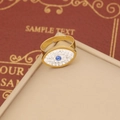 Gold evil eye jewelry set with blue main stone and crystal pavé on a beige gift box - Style 4: Ring