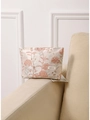Portable floral makeup bag with elegant embroidery on beige sofa for travel storage - Rectangle Style / Pink Large