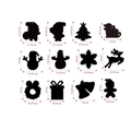 Lot de 12 silhouettes de Noël à gratter noires avec dimensions précises - Style 13