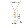 Gold moon and star pendant necklace with shell details and 40+5cm chain length - AB Color Moon and Star Necklace