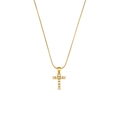 18K gold plated snake chain necklace with pearl-inlaid cross pendant on white background - Letter T
