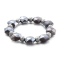 Bohemian fashion beaded bracelet featuring dark grey crystal beads and silver metal accents - Dark Grey Faceted Beads With Silver Round Beads Style (KB99055-Z)