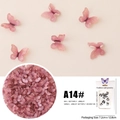 Macro detail of 3D pink butterfly nail art charms with iridescent glitter on beige background - Simulated Butterfly A14# (Bright Pink Gradient)