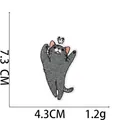 Detailed view of grey cat embroidery patch with dimensions 7.3cm x 4.3cm and 1.2g weight - 6# Grey Cat Catching Butterfly
