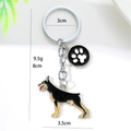 Creative Doberman dog keychain with paw charm in durable zinc alloy metal finish - Mini Doberman (Mini Doberman Paw)