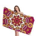 Ethnic mandala beach towel with vibrant orange and pink floral geometric patterns - Style 7