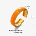 Adjustable stainless steel bamboo ring featuring vibrant orange enamel inlay detail - Orange Bamboo Style
