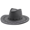 Detail of dark grey cowboy hat with black cross stitching and metal ventilation eyelets - M(56-58cm) / Dark Grey
