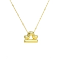 Golden 3D Libra constellation pendant necklace with polished balloon style on beaded chain - Libra