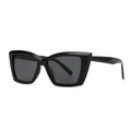 Modern retro square frame sunglasses in glossy black with dark grey polarized lenses - C1 Black Frame Black Lens