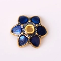 Cuenta espaciadora de flor en esmalte azul y dorado para bisutería DIY y manualidades - 7719 Oro Azul (6 Pétalos)