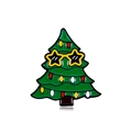 Cartoon Christmas tree enamel brooch pin with yellow star sunglasses on white background - Sunglasses Tree