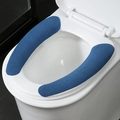 Coprisedili per WC in velluto blu scuro lavabili, set adesivo di due pezzi sagomati - 2 Pezzi / Blu Notte
