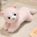 Peluche gatto persiano rosa e bianco in posa sdraiata morbida per bambini - Rosa
