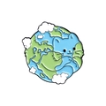 Lindo pin esmaltado de un gato azul abrazando la tierra con colores verdes y blancos - Estilo de Gato Azul Tierra (XZ8382)
