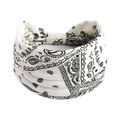 Bandeau de yoga élastique en coton avec motif Paisley en noir et blanc - Blanc Noir Paisley (#77)
