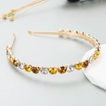 Cerchietto barocco dorato con strass ambra su supporto minimalista ed elegante - Giallo Colorato