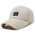 Beige mesh baseball cap with Mount Hood embroidery, breathable outdoor sun hat for summer - Khaki