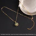 Golden rotating clover necklace with green malachite petals and zircon stone inlay - Green Malachite Texture Flower Style (A846)