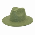 Macro detail of the olive green straw fedora showing fine spiral weave texture - Army Green