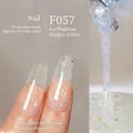 Plant-based gel nail polish F057 Ice Platinum Dragon Scale with iridescent glitter - F057 Ice Platinum Dragon Scale
