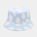 Unisex-Anglerhut aus Canvas mit blauem Himmel- und Wolkenmuster für den Frühling draußen - M(56-58cm) / Blauer Himmel Weiße Wolken (Wende Schwarz)