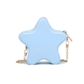 Mini bolso de gelatina azul claro en forma de estrella con cadena de oro y PVC - Azul