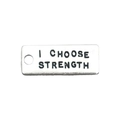 Colgante rectangular de plata con grabado 'I CHOOSE STRENGTH' para creación de joyas - Rectangular-I Choose Strength