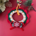Collare natalizio lavorato a maglia per animali con fiocco rosso e ricamo a fiocco di neve - S / Sciarpa con Decorazione di Caramelle