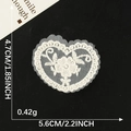 White heart-shaped lace embroidery patch with floral mesh detail for DIY hair accessories - Heart Scalloped Edge (14) / White