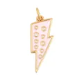 Golden lightning bolt pendant with white enamel inlay and sparkling zircon crystals - CZ Lightning-White