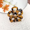 Tortoiseshell flower hair claw with sparkling rhinestones and acetate finish - Coffee Tortoise Shell