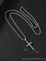 Gepolijste zilveren roestvrijstalen kruisketting met 3x1,8cm hanger en 60cm ketting - Kleine Cilindrische Kruis
