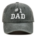 Faded dark grey baseball cap with white embroidered #1 DAD lettering for men - One Size / Green