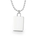 Polished silver stainless steel necklace with rectangular pendant and bead chain link - Steel Silver (KN198428-KLX)
