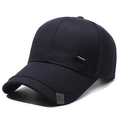Gorra de béisbol para hombre en sarga azul marino con etiqueta Sport Fashion para el sol - Ajustable / Etiqueta Negra Azul Marino