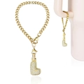 Golden Cuban chain with sparkling rhinestone heart pendant for tumbler handle decoration - Heart