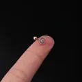 Rose gold circular stud earring with clear zircon inlay and delicate beaded edge - Round Pave Style (319-1#R)