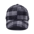 Autumn winter black and grey plaid baseball cap with warm wool-like flannel texture - Gray and Black Plaid