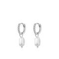 Elegant 925 sterling silver hoop earrings featuring baroque pearls and sparkling zircon - 925 Silver / Silver
