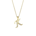 Collier plaqué or 18K avec pendentif lettre K serti de zircons sur chaîne croisée - Lettre K
