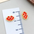 Perles cloisonnées motif nuage rouge et or pour la création de bijoux DIY - Petit (22426)