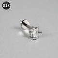 G23 titanium labret sieraad met zilveren kattenpoot ontwerp en zirkonia steen - Kattenpoot / Zilver