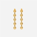Elegant 18K gold plated coffee bean link long drop earrings for women on white background - Gold Coffee Bean Chain Earrings (E733)